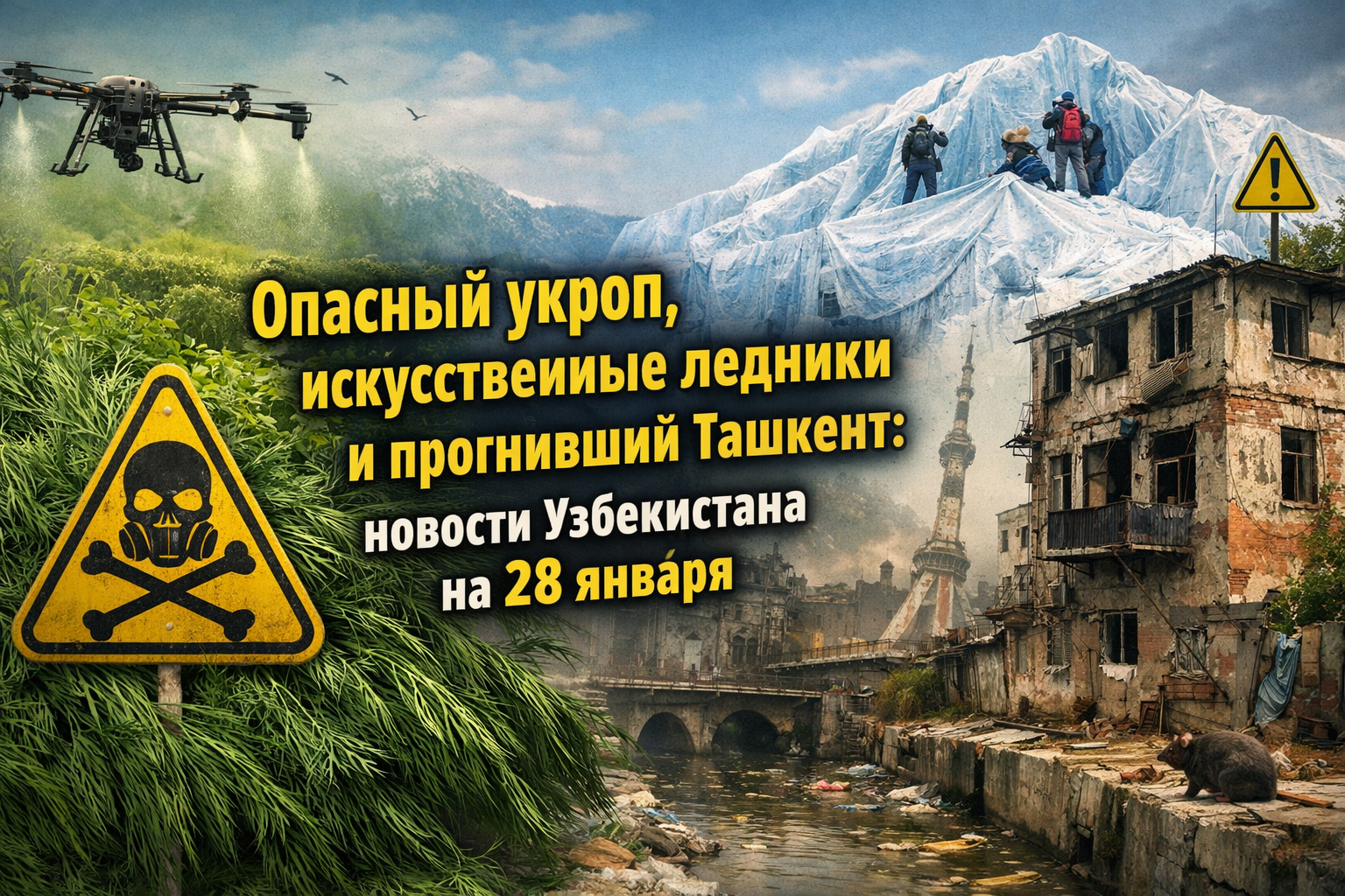 Опасный укроп, искусственные ледники и прогнивший Ташкент: новости Узбекистана на 28 января