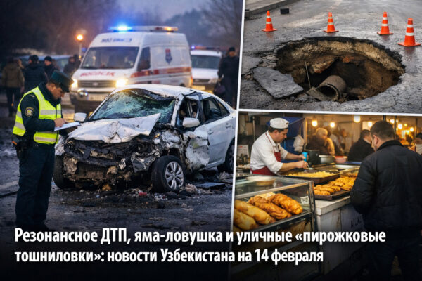 Резонансное ДТП, яма-ловушка и уличные «пирожковые тошниловки»: новости Узбекистана на 14 февраля