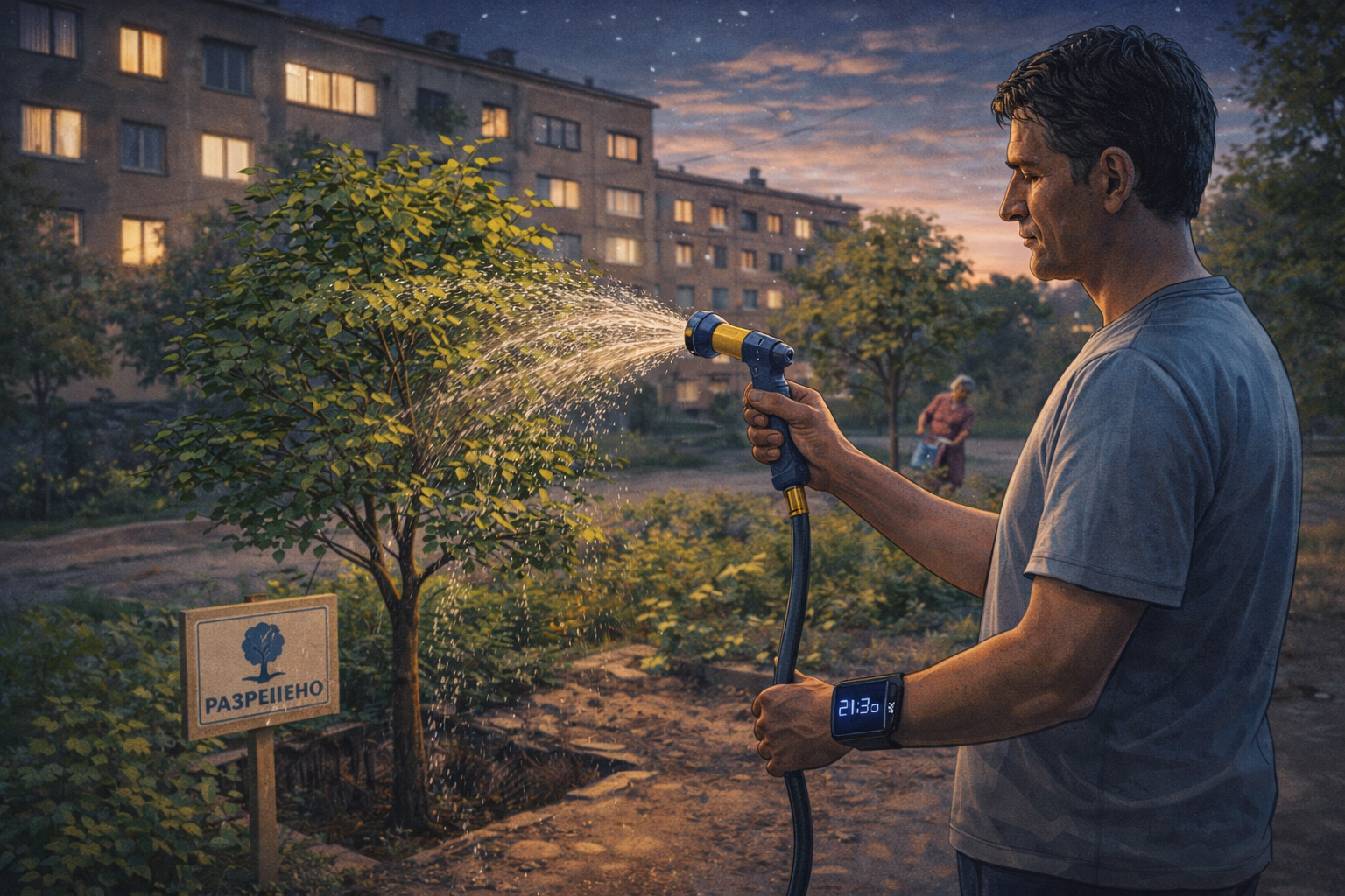 В Узбекистане разрешили поливать деревья у многоэтажек в любое время суток