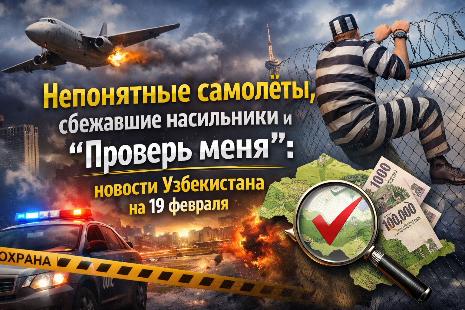Непонятные самолёты, сбежавшие насильники и проверь меня: новости Узбекистана на 19 февраля