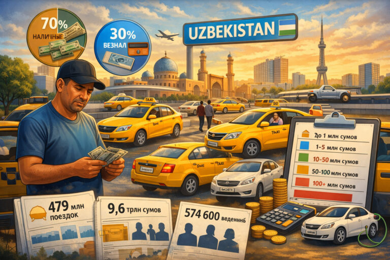 Такси как подработка: Налоговый комитет раскрыл реальную картину рынка перевозок в Узбекистане