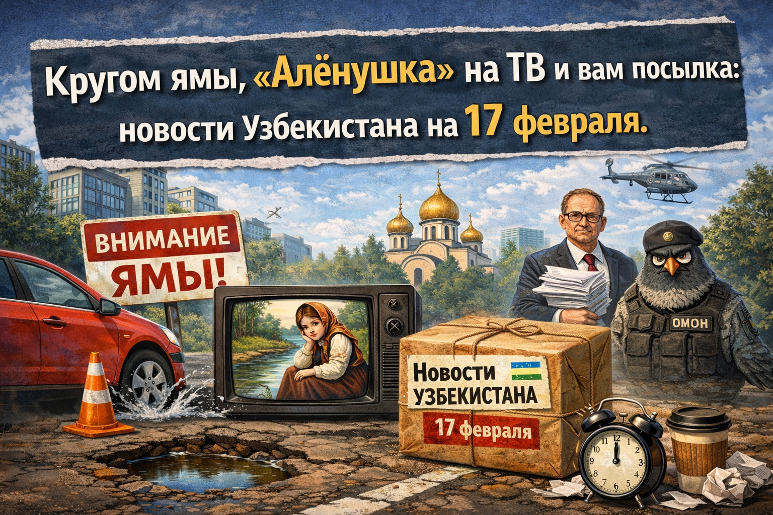 Кругом ямы, «Алёнушка» на ТВ и вам посылка: новости Узбекистана на 17 февраля
