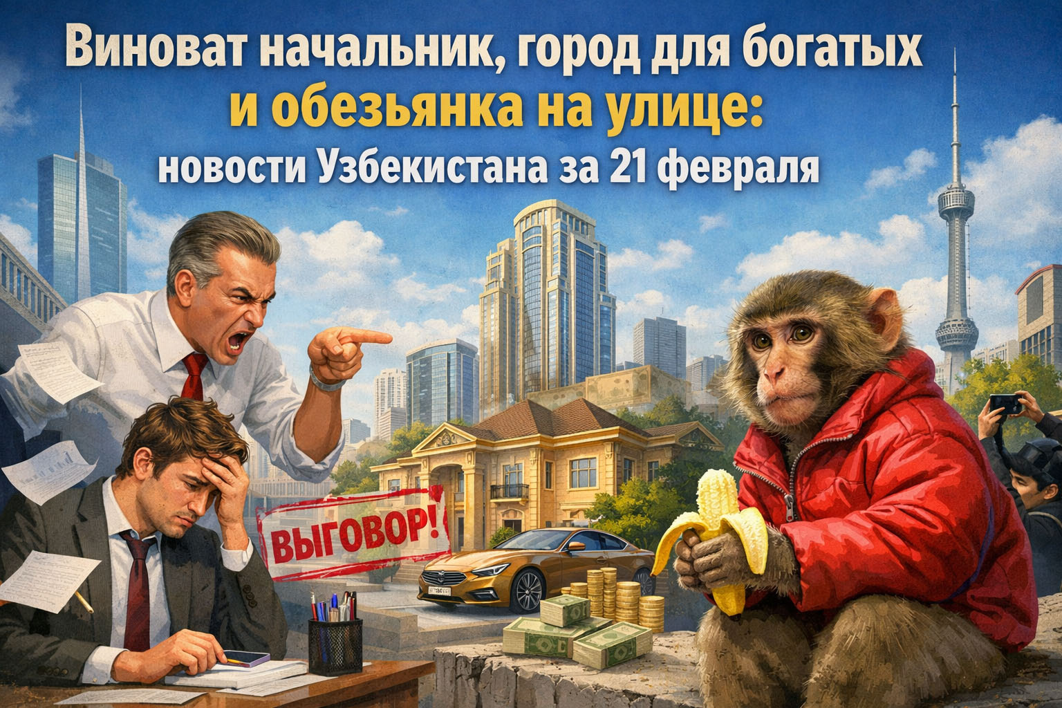 Виноват начальник, город для богатых и обезьянка на улице: новости Узбекистана за 21 февраля