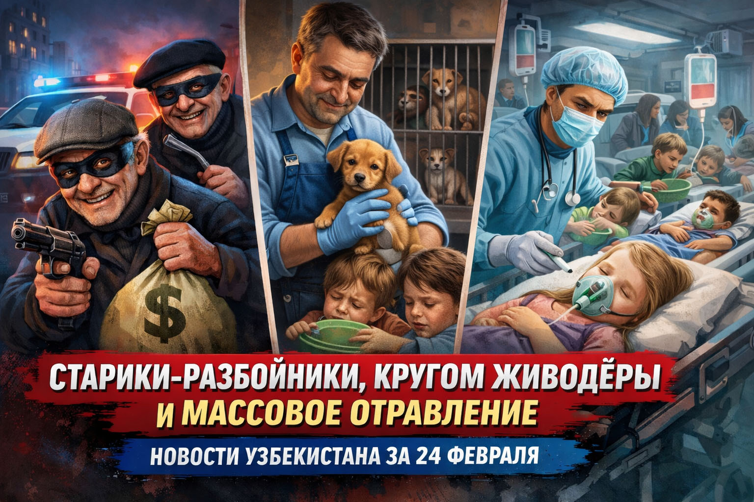 Старики-разбойники, кругом живодёры и массовое отравление: новости Узбекистана за 24 февраля