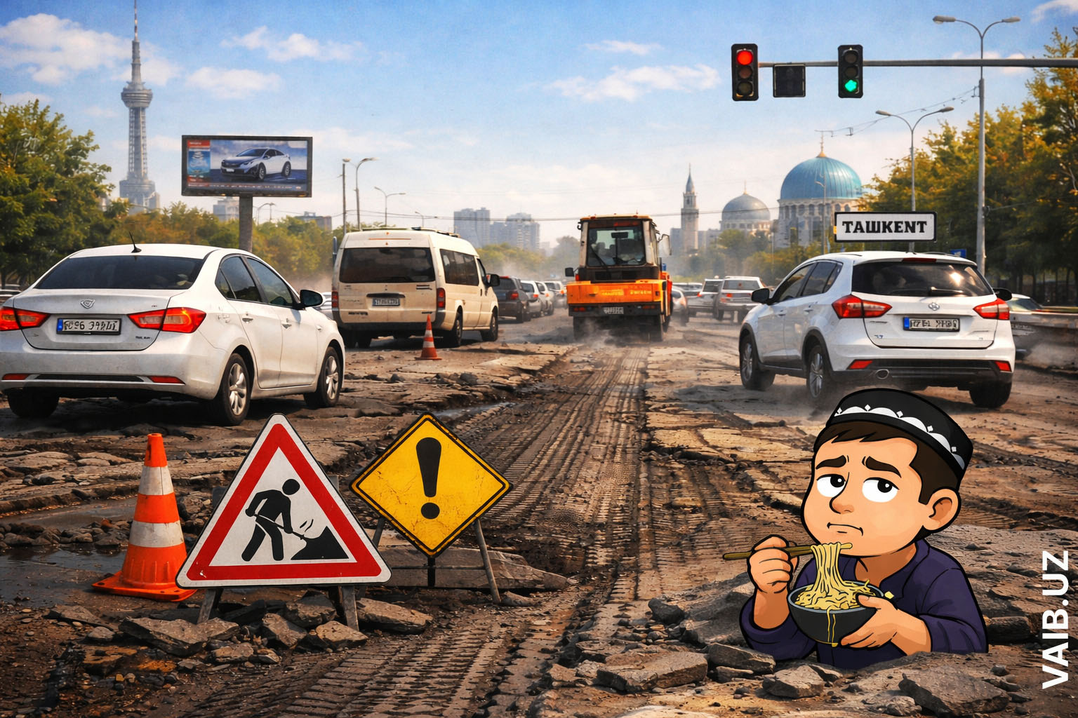 Фрезеровка есть, асфальта нет. Ташкентские водители снова ждут, когда дороги перестанут быть полосой препятствий