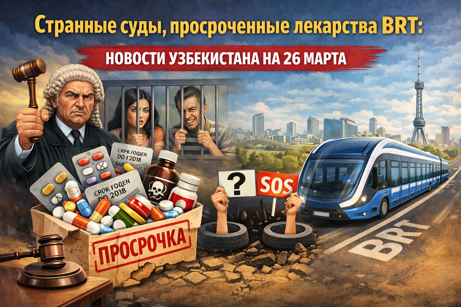 Странные суды, просроченные лекарства и снова BRT: новости Узбекистана на 26 марта