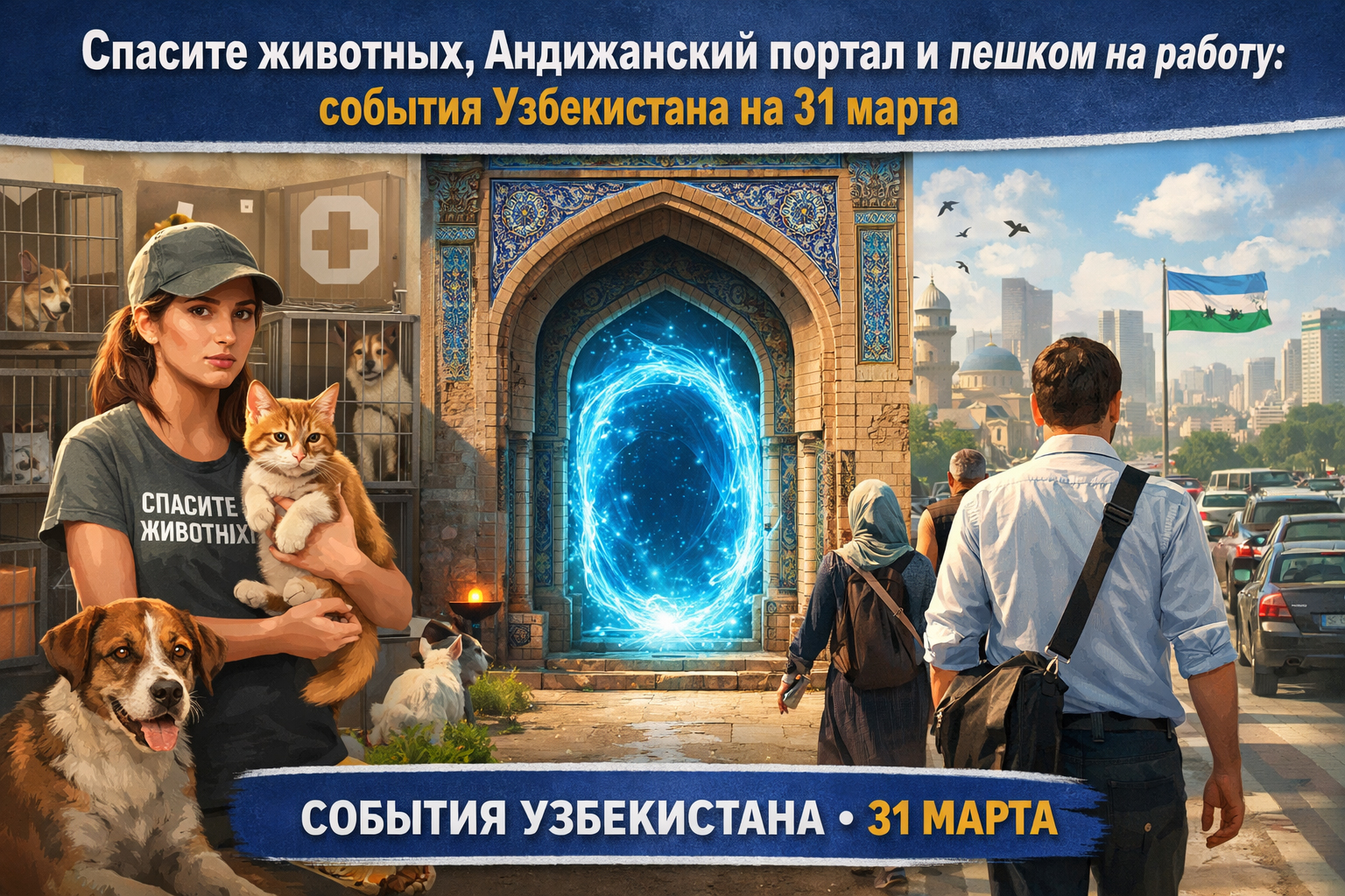 Спасите животных, андижанский портал и пешком на работу: новости Узбекистана на 31 марта