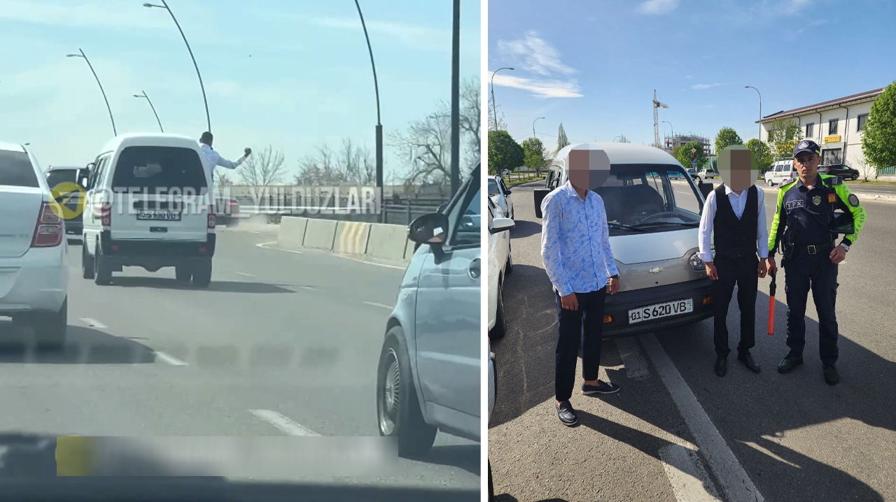 В Ташкенте пассажира «Damas» оштрафовали за опасное поведение в свадебном кортеже