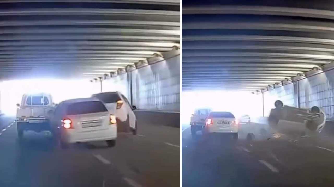 Шашки в туннеле закончились переворотом: в Ташкенте гонщик устроил жесткое ДТП