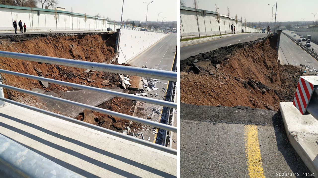 Путепровод на 100 лет не прожил и двух. В Ташкенте обрушилась дорога на путепроводе, открытом меньше двух лет назад