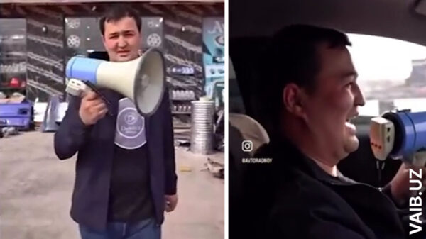 Сирена из супермаркета. В Намангане водитель Malibu гонял по дороге с мегафоном, изображая спецслужбы