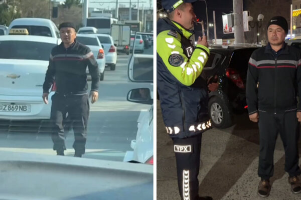 Нервы сдали: в Самарканде водитель «Дамаса» устроил разборки со скорой посреди дороги