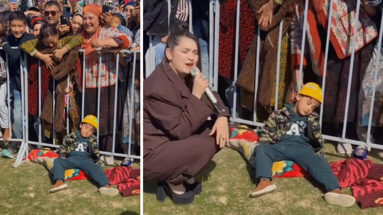 Когда праздник не зашёл: в Самарканде ребёнок уснул прямо у сцены и стал мемом