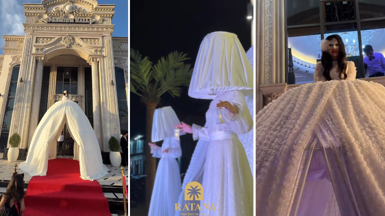 Свадебный креатив вышел на новый уровень: в Самарканде гостей встречала «живая арка»