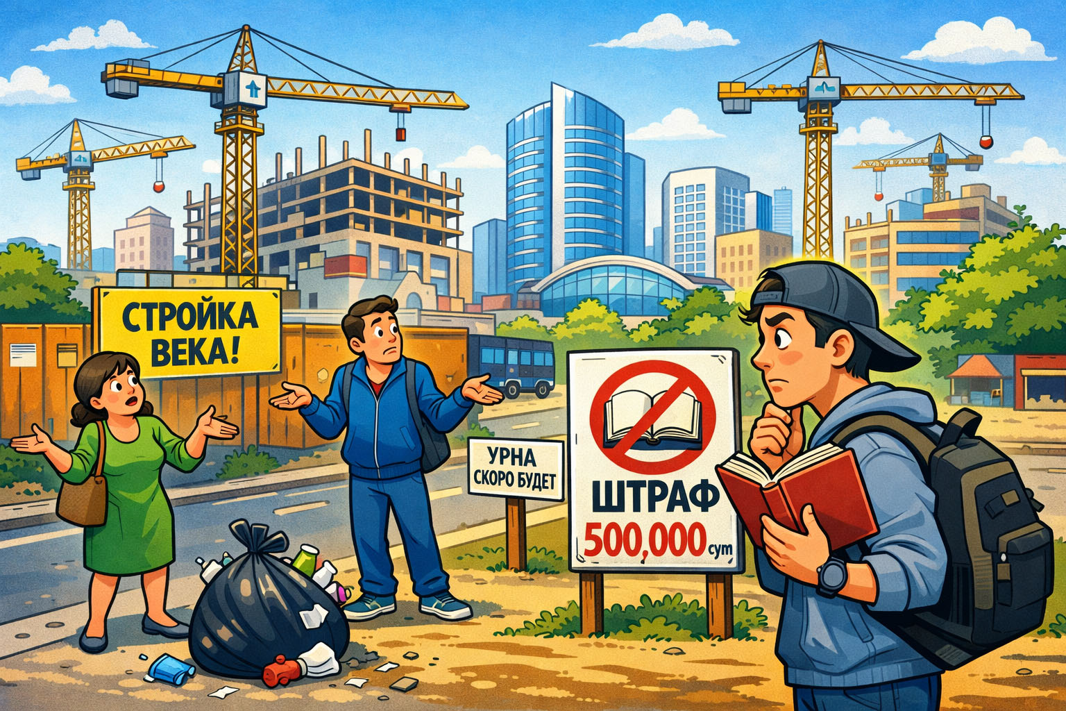 Город без урн, штраф за книги и строящийся Ташкент: новости Узбекистана на 5 марта