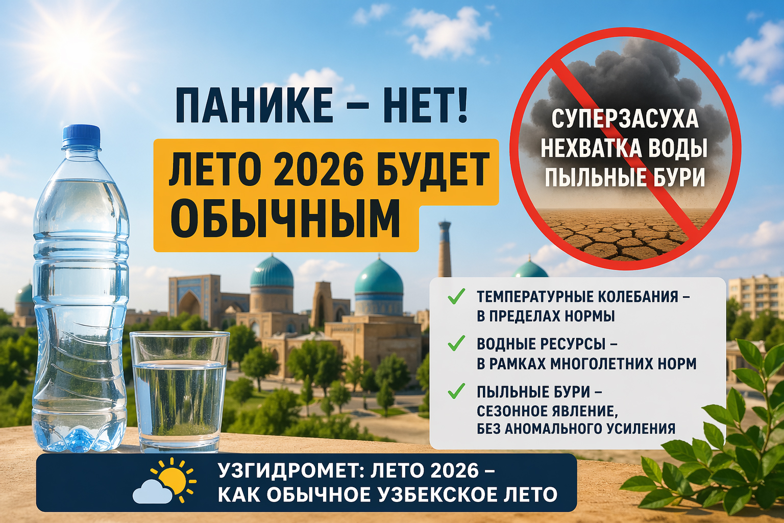 «Апокалипсис летом» не завезли: синоптики развеяли страшилки про «суперзасуху» в Узбекистане