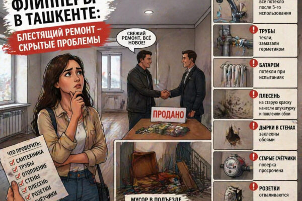 Красиво снаружи, сюрпризы внутри: как «чёрные флипперы» продают квартиры в Ташкенте