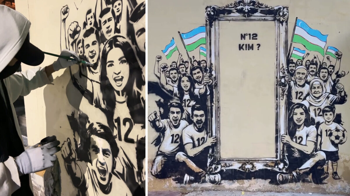 «Кто №12?»: в Ташкенте появилось футбольное граффити с намёком каждому из нас
