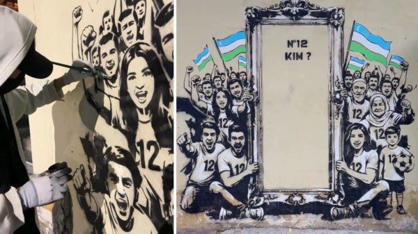 «Кто №12?»: в Ташкенте появилось футбольное граффити с намёком каждому из нас