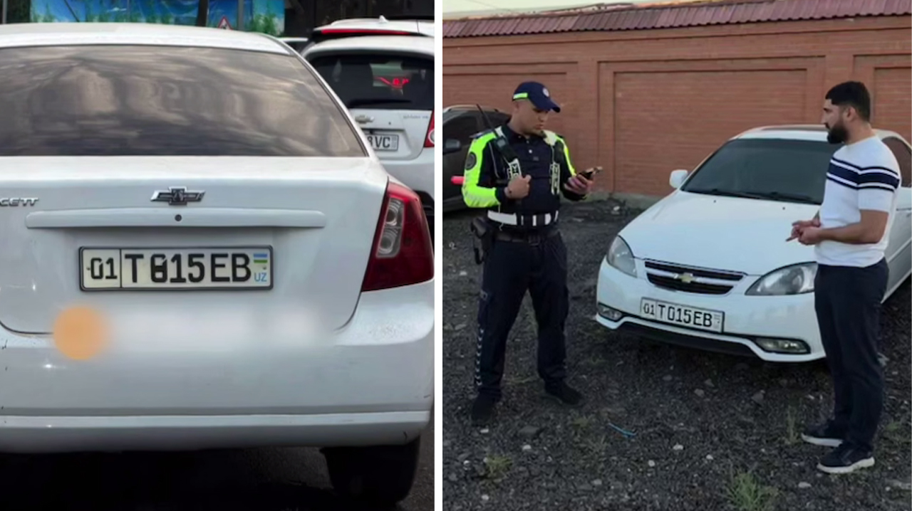 Лайфхак по-ташкентски: водитель «проапгрейдил» свой номер скотчем, чтобы не попадаться на камеры