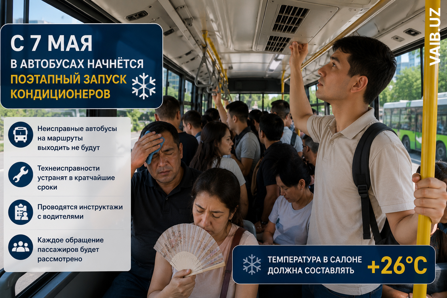 После скандала с жарой в автобусах «Тошшахартрансхизмат» пообещал включить кондиционеры. Ну что, верим?