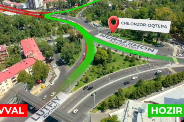 Минус развороты и 600 метров пути: в Ташкенте переделали движение возле площади Актепа