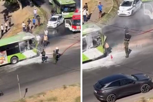 Ташкентский автобус задымился прямо на маршруте: пассажиров успели высадить
