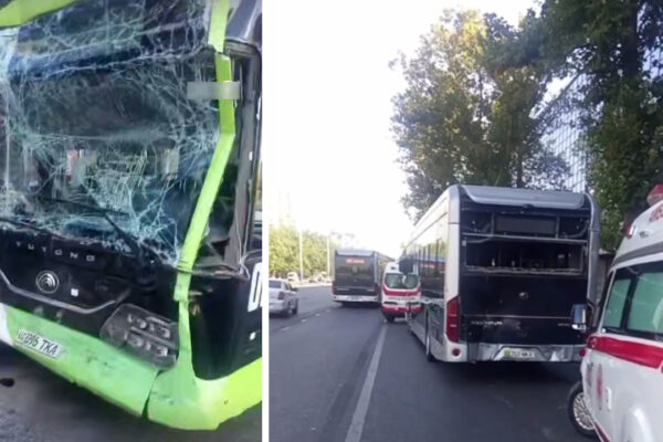 Один автобус влетел в другой на остановке. В Ташкенте раскрыли подробности аварии