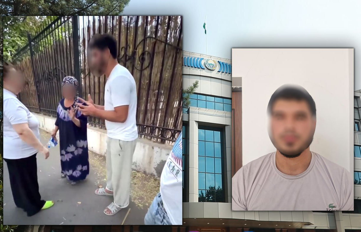В Ташкенте пьяный парень приставал к бабушке. Его задержали прохожие