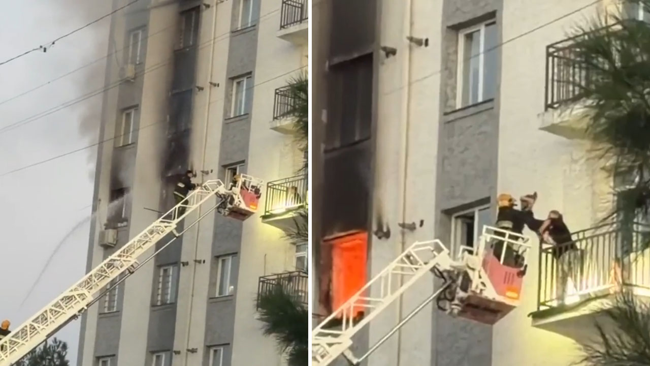 В Андижане пожарные спасли мать и двух маленьких детей с балкона горящей квартиры